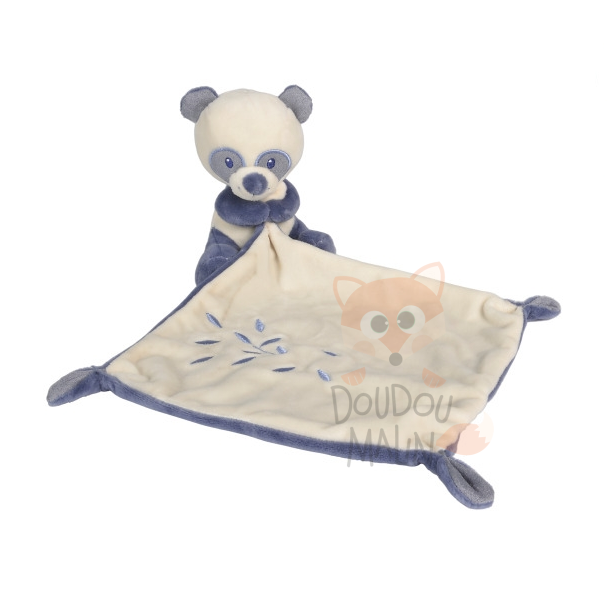  mouchoir panda bleu beige 30 cm 